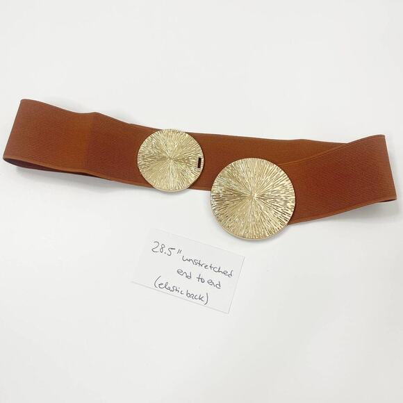 2/$30 NEW Elastic Wide Corset Safe Waist Belt Metallic Snap Buckle Brown Cinch… - Picture 9 of 10